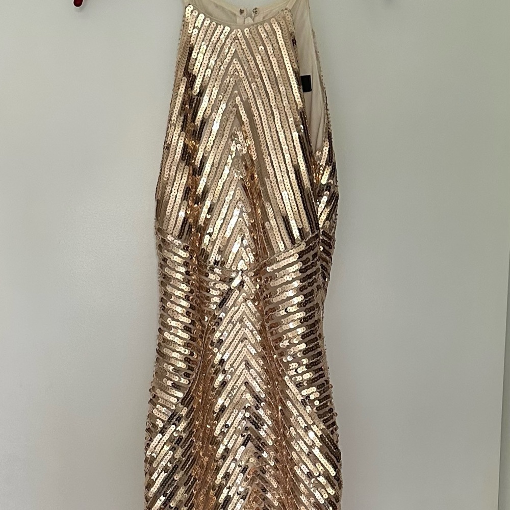 Lulus Gold Sequin Halter Dress